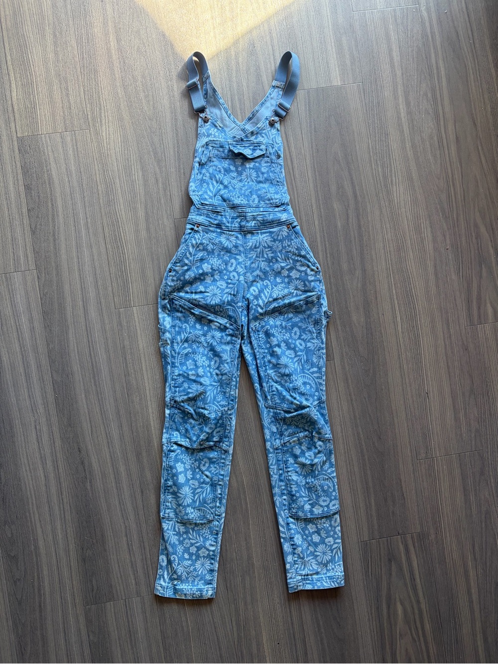 Duluth Trading Co Blue Floral Denim Overalls